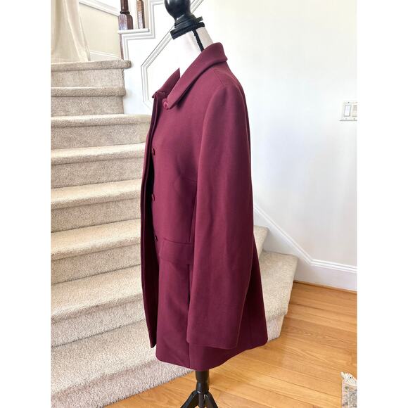 Talbots Burgundy Red Button Front Knee Length Peacoat - Picture 2 of 9